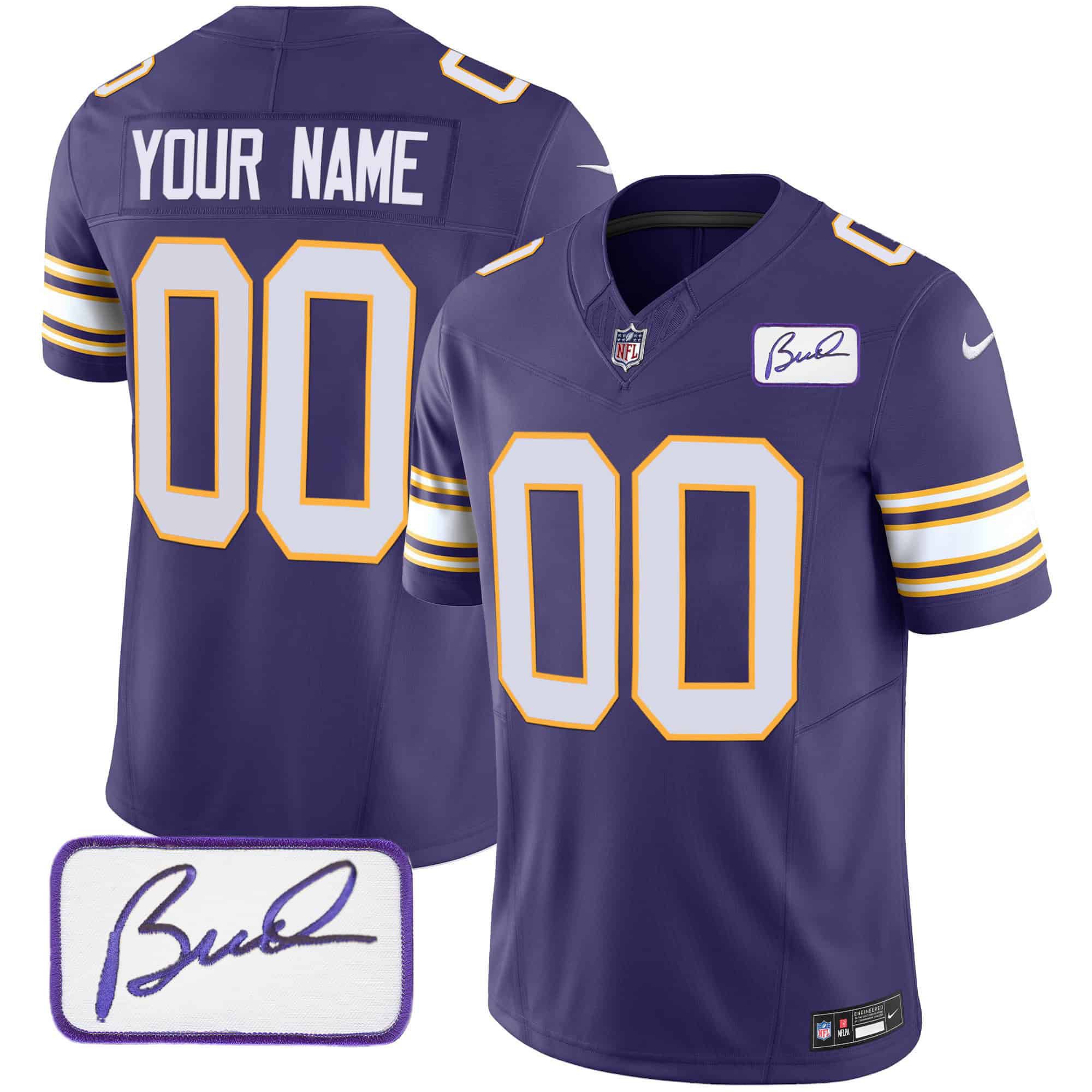 Men Minnesota Vikings Purple 2024 Nike Bud Grant Patch Classic Limited Custom NFL Jersey style 1